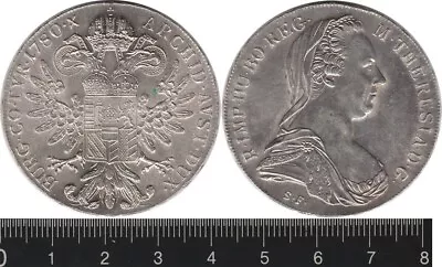 Austria: 1780 Thaler Maria Theresia Silver • $28.89