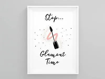 Stop Glamour Time Bathroom Pictures Prints Illustrations Minimal Typography • $34.83