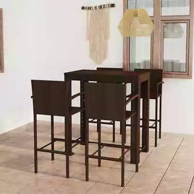 £481.15 • Buy VidaXL 5 Piece Outdoor Bar Set With Armrest Poly Rattan Brown UK HOT