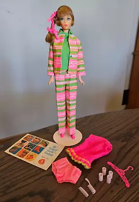 VTG '68 BROWNETTE Talking Barbie - SHE TALKS! W/'70 FASHION BOUQUET • $375