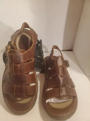 Born Fisherman Sandals Brown Pebbled Leather Men's Size 9 W New • $48