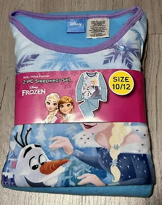 Disney Frozen Pajama Set 2 Piece Girls 10/12 Blue Long Sleeve Fleece New • $13.56