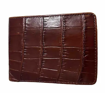 Brighton Men's Brown Crocodile Bi-Fold Wallet Exotic Preowned • $29.75