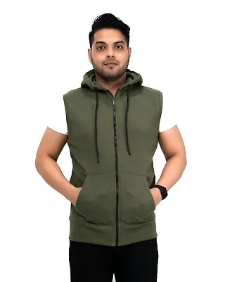 New Men's Sleeveless Hoodie Zip Up Hooded Sweatshirt Top Gilet Fleece Jacket • $14.92