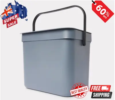 7L Rectangular Flip Top Bin Kitchen Food Scraps Trash Rubbish Garbage Can Grey  • $9.85