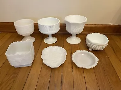 Vintage White Milk Glass Candy Dish Compotes Ash Trays Dishes • $7.55