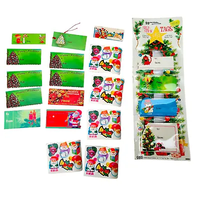 LOT Vintage 29 Christmas Gift Tags PLUS Sticker Seal Tag NEW Cute Glitter • $11
