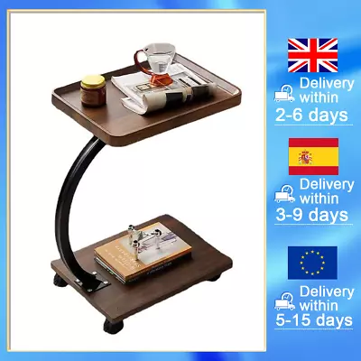 Wood Bedside Trolley Tables Portable Movable Sofa Side Desk Tea Table Nightstand • £23.99