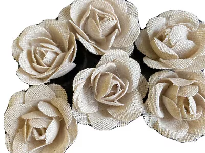 £4.99 • Buy 6 X Burlap Hessian Flowers - Wedding Accesories
