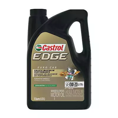 Castrol Edge 0W-20 LL-17 FE+ Advanced Full Synthetic Motor Oil 5 Quarts • $26.11