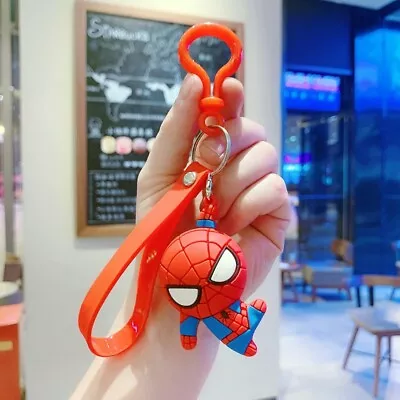 Marvel Spiderman Cartoon Keychain Keyring Gift Set Bag Clip Stocking Filler NEW • £6.88