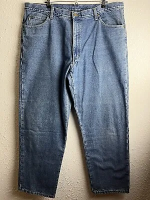 LL Bean Jeans Mens 42x32 Blue Flannel Lined Double L Relaxed Fit Pants • $28.99