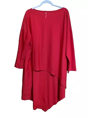 IC Collection Womens Plus Size XXL Red Stretch Hi Lo Asymmetrical Blouse • $39.99