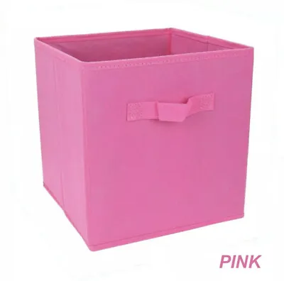 Square Folding Storage Box 26x26x26cm Blue Pink Orange Cream Green • £4.95