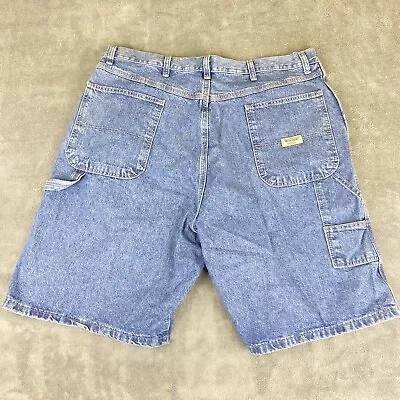 Wrangler Cargo Shorts Mens Size 38 Carpenter Denim Blue Jean Utility Side Pocket • $16.71