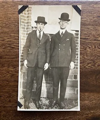 Stylish Young Men Round Glasses & Hats & Smoking Cigar Vintage Photo • $12.95