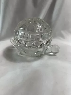 Vintage ANCHOR HOCKING Clear Glass Turtle Trinket Dish With Dome Shell Lid 3.5”t • $18