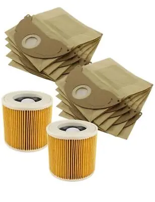 2 FILTER & 10 DUST BAGS For KARCHER WD2.200 WD3.500 Wet & Dry Vacuum Cleaner • £14.99