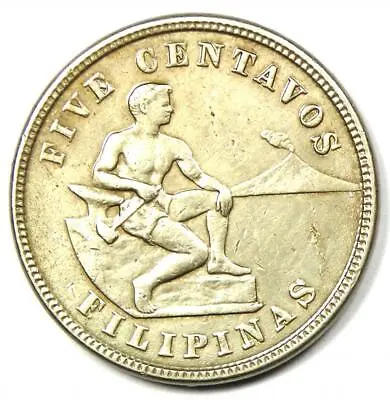 1918-S Philippines 5 Centavos 5C Coin - XF Details (EF) - Rare Date! • $850.25