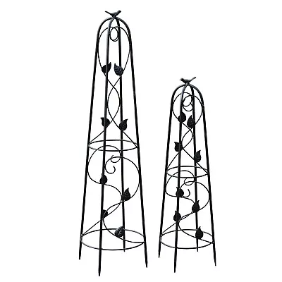 Garden Gear Iron Obelisks 2pc Set Climbing Plant Flower Support Frame Trellis • £31.99