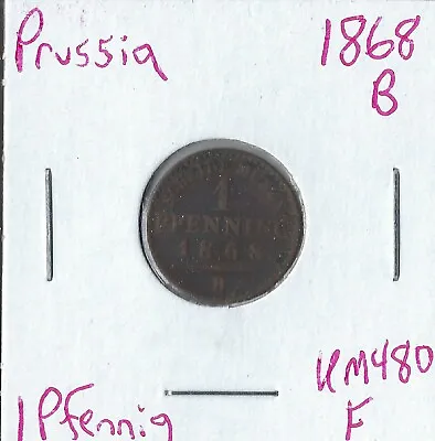 $3.29 • Buy Coin Prussia 1 Pfennig 1868 B KM480, Low Combined Shipping