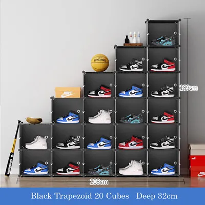 $95.99 • Buy AJ Shoe Sneaker Shoe Rack Storage Stackable Clear Door Organiser Stand DIY Cube