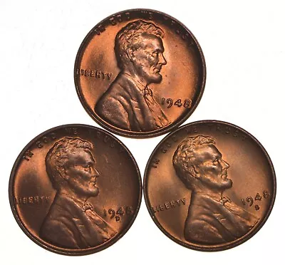 Choice Unc 1948 P D S Lincoln Wheat Cent Gem BU Collection Lot Set *0469 • $3