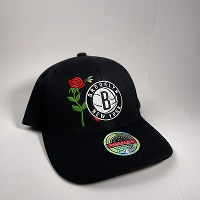 Mitchell & Ness Brooklyn Nets State Flower Snapback Hat Classic Stretch Black • $31.95