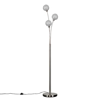 3 Way Chrome Floor Lamp Modern Living Room Standard Light Clear Jewels LED Bulb • £43.87