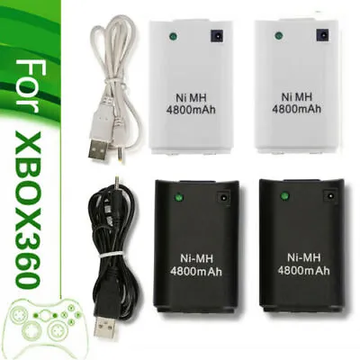 2 Pack Controller Battery For Xbox 360 4800mAh Rechargeable Charger Dock + Cable • £8.93