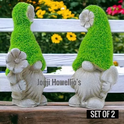 Garden Gonk/Gnome Ornament Statue Sculpture Flowers Figurine Lawn Decor SET OF 2 • £13.21