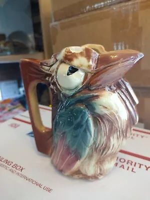 Vintage 1950s Nelson McCoy Pottery Kookaburra Parrot Pitcher 7  Tall Pre-Loved  • $25