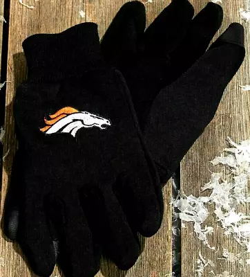 NFL Denver BRONCOS Gloves Knit Texting Gloves Lined Mens Winter Gloves Stretchy • $19.95