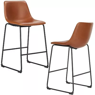26 Inch Counter Height Bar Stools Set Of 2 Modern Faux Leather High Barstool... • $110.90