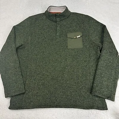 WOOLRICH Sweater Mens XL Green Snap Button Fleece Pullover Polyester • $23