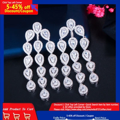 $12.39 • Buy CZ Long Dangle Drop Tassel Chandelier Earrings 925 Sterling Silver Chic Jewelry
