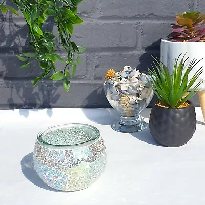 £8.99 • Buy Mosaic Glass Candle Holder Jar Tealight Holders With 8 Hour Tea Light Candles