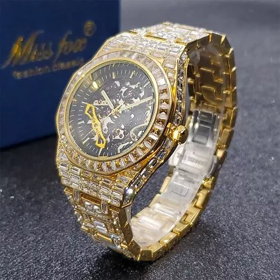 Automatic Mechanical Men's Ice Out Watch Iced Custom Bling Cz Simulated Diamond • $119.90