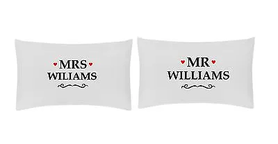 Personalised Mr & Mrs With Love Heart -  Pillow Case Set • £11.99