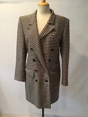 Vintage Madeleine Black/white Houndstooth  Double Breasted Coatdress-size 8 • $199