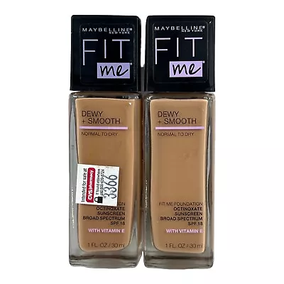 Maybelline Fit Me Dewy Smooth Foundation 1 Fl Oz 130 Buff Beige Lot Of 2 • $10.39