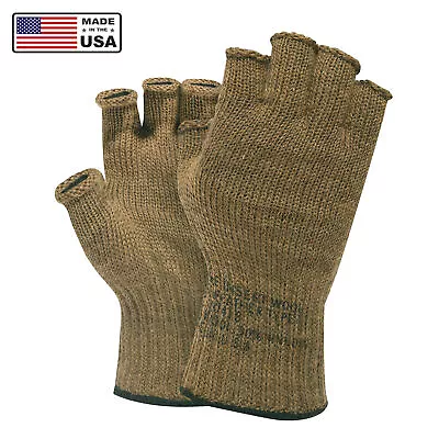 Coyote Brown Fingerless Wool Blend Gloves Adult Unisex Ambidextrous Winter Glove • $16.99