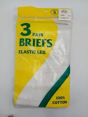 Vintage 3-Pack Women's Elastic Leg Briefs 100% Cotton Size 5 UNBRANDED RN 34198 • $16