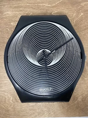 Vintage XL SWATCH Giant Watch Dial Wall Clock -Black Spiral Pop Art • $119.99