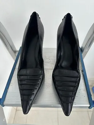 Gucci Tom Ford Black Leather Pointed Toe Pumps Size 38.5 EU • $99