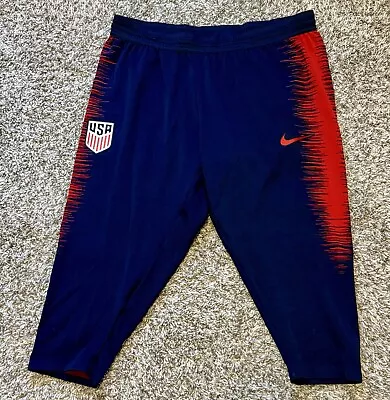 Nike 3/4th Length Compression Pants Mens Large L Blue Dri Fit USA Soccer Running • $26