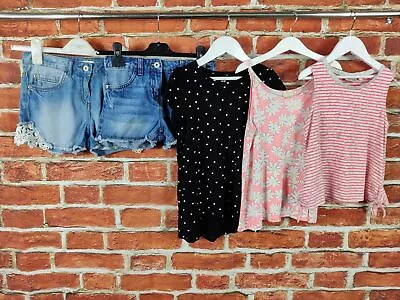 GIRLS BUNDLE AGE 9-10 YEARS NEXT ZARA Etc DENIM SHORTS TOP T-SHIRT SUMMER 140CM • £14.99