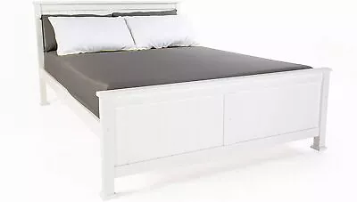 Wooden Bed Madrid Solid White - Single Small Double Double & King Size • £238.99