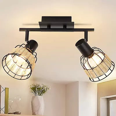 Vintage LED 2 Light Track Lighting Kit Farmhouse Flush Mount Wall Or Ceiling • $49.99