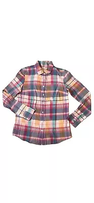 J Crew Women’s Plaid Check Button Down The Boy Shirt Sz 2 • $11.99